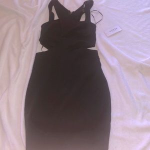 Black tight mini dress